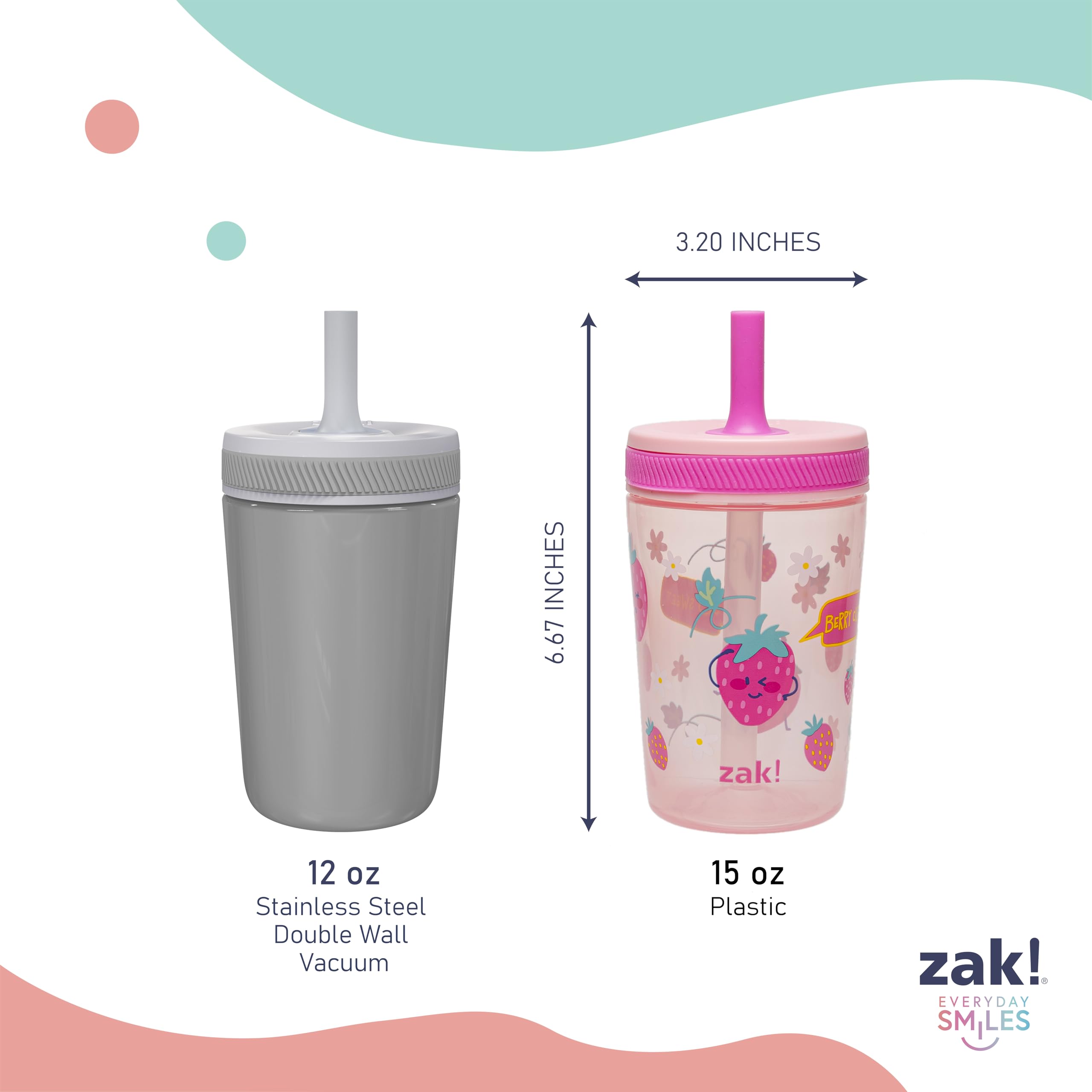 Vibrant Sweet Berry and Lemon Zest colors for kid-friendly drinkware.
