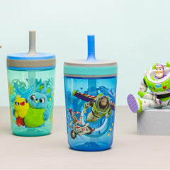 Zak Designs Kelso Woody and Buzz graphics on the tumblers boost kids' drink enthusiasm.