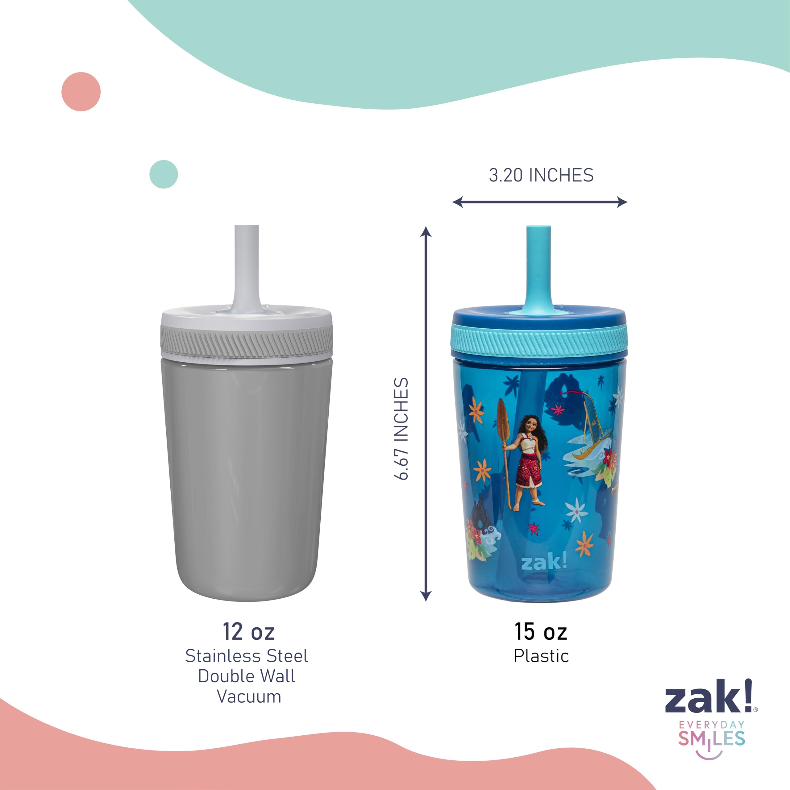 Zak Designs Moana cups fit car cup holders for travel