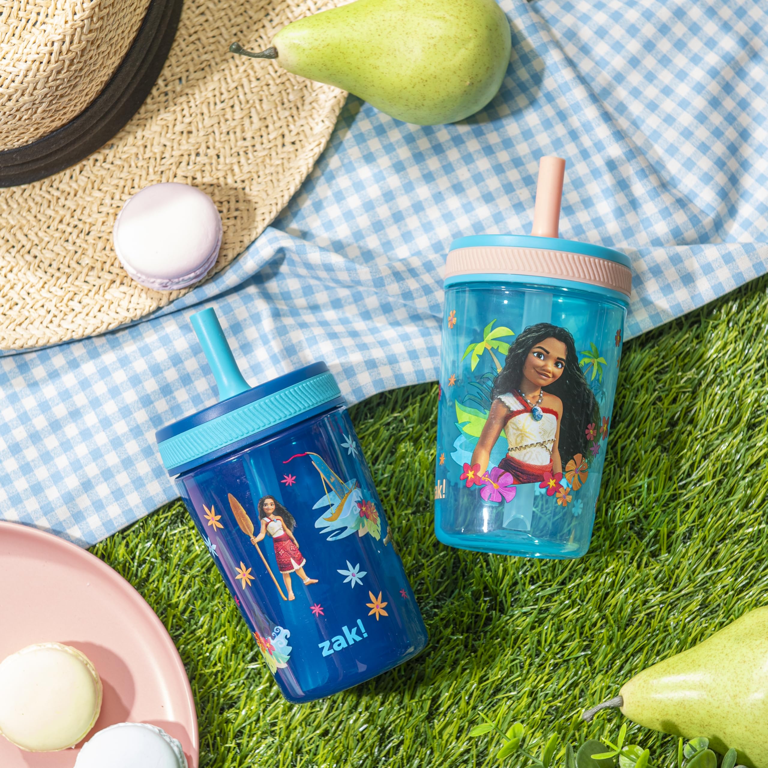 Moana leak proof straw cups by Zak Designs with built in valve