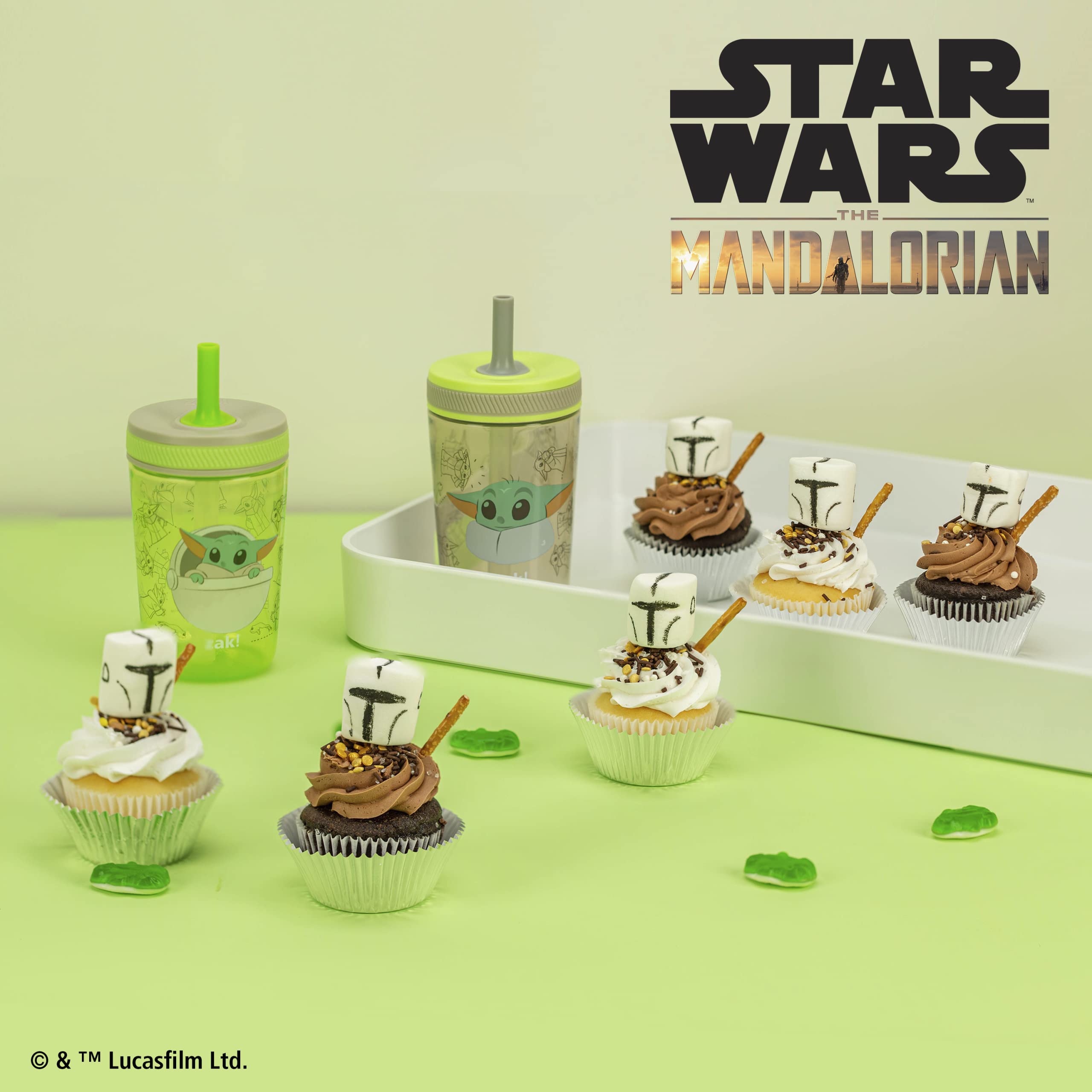 Dishwasher-safe Grogu cups ready for quick cleanup.