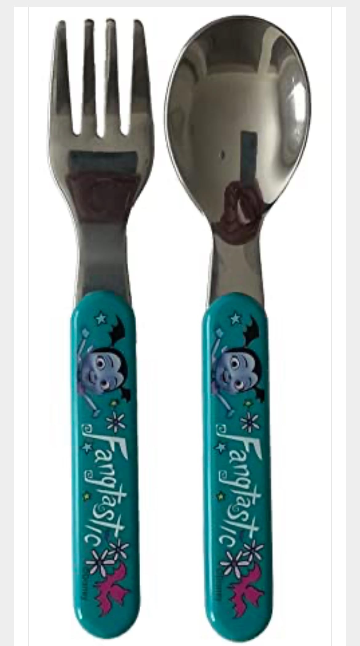 Zak Designs Vampirina flatware set in lavender for fun, easy mealtime with kid-friendly design.