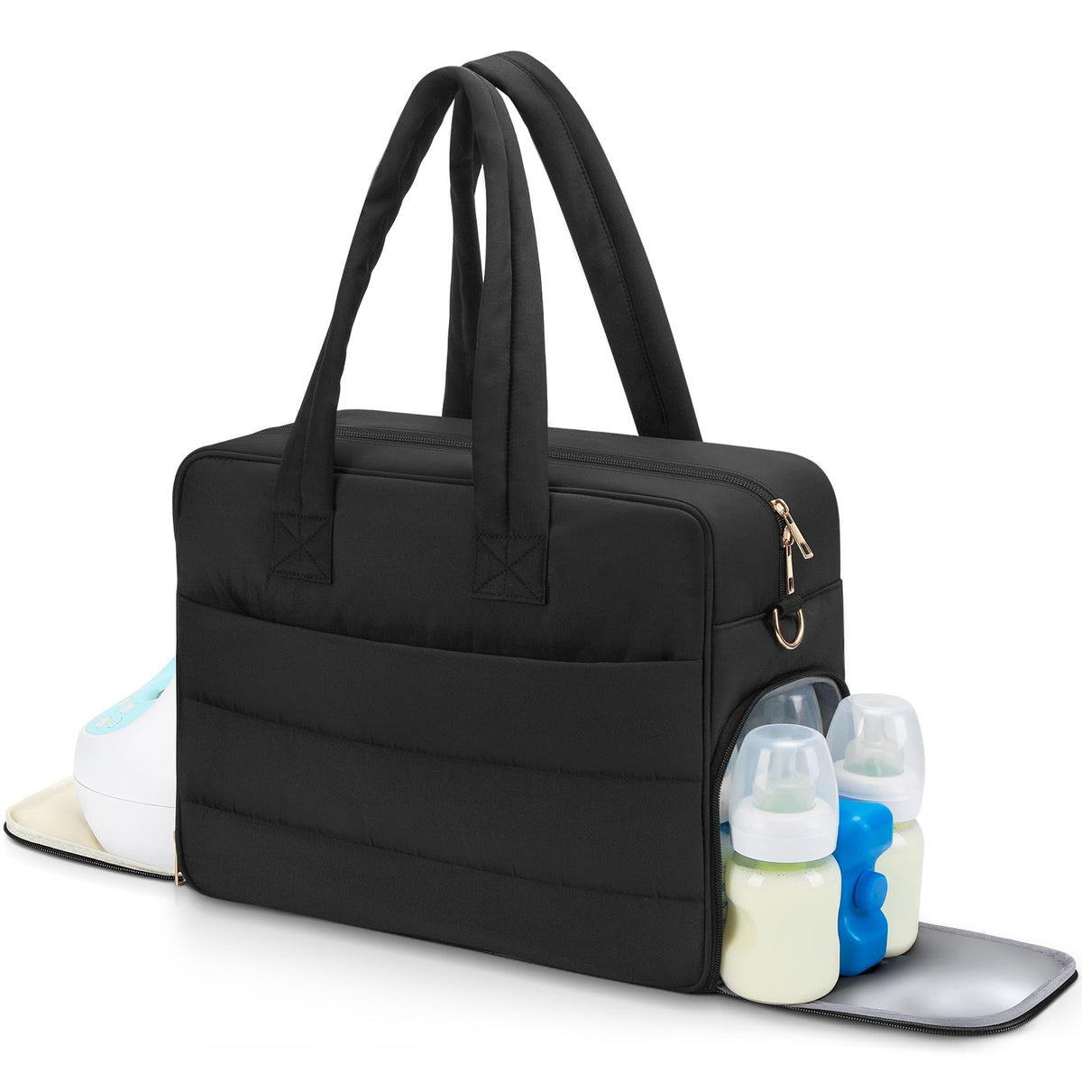 Zalirium breast pump bag front view showing accessible pump pocket