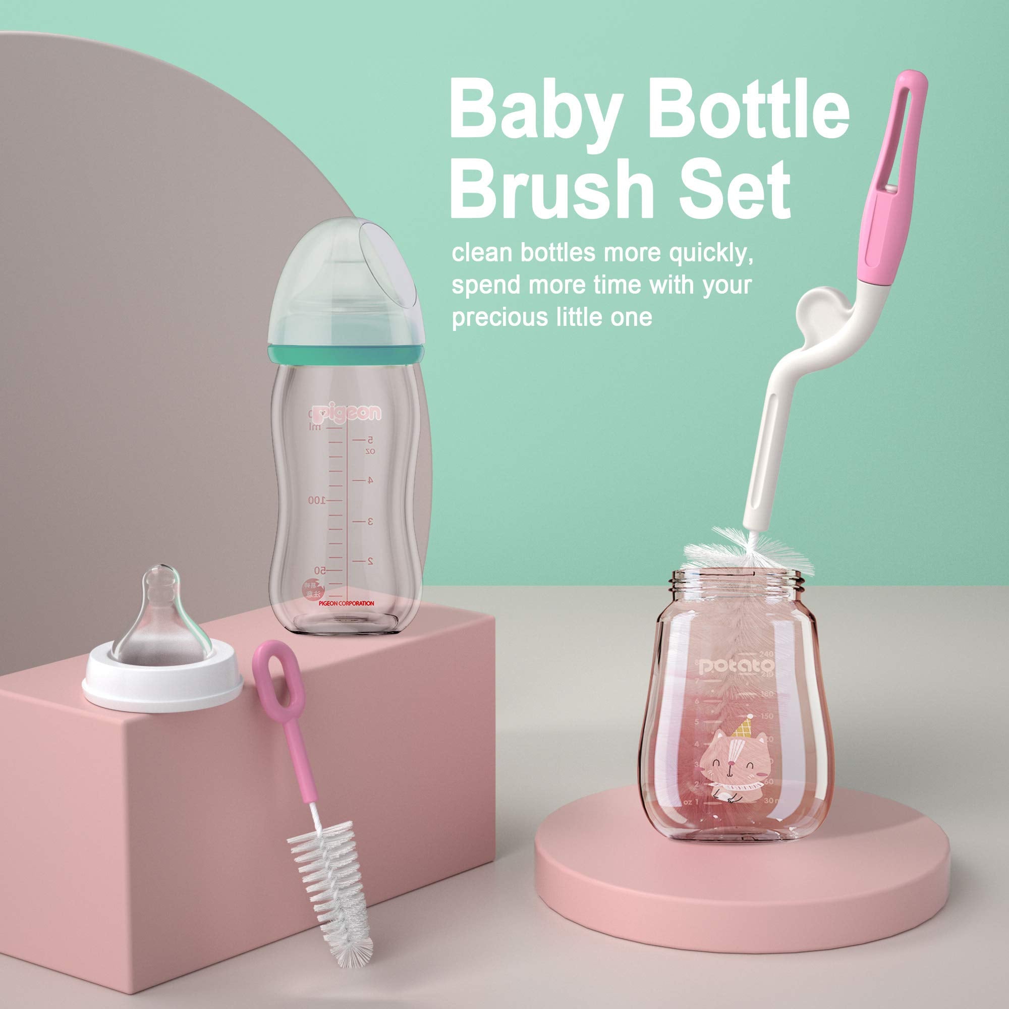 Zannaki baby bottle brush offering gentle to stiff options.