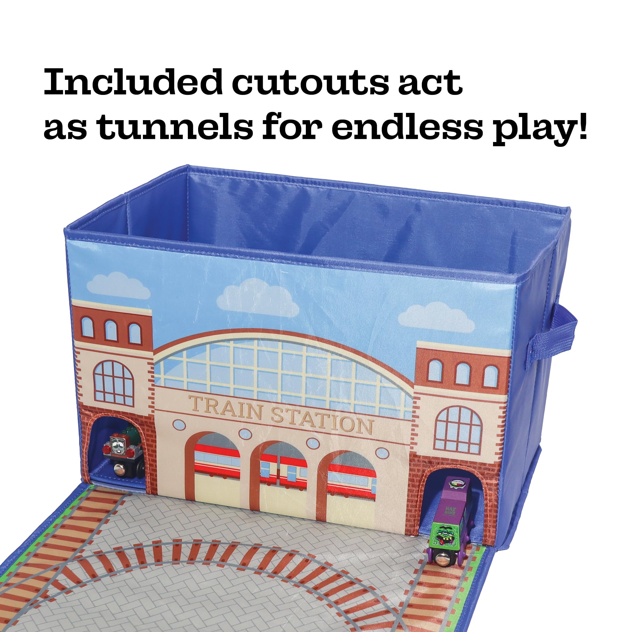 Zany Trains built in handles make carrying to the playroom or trips simple