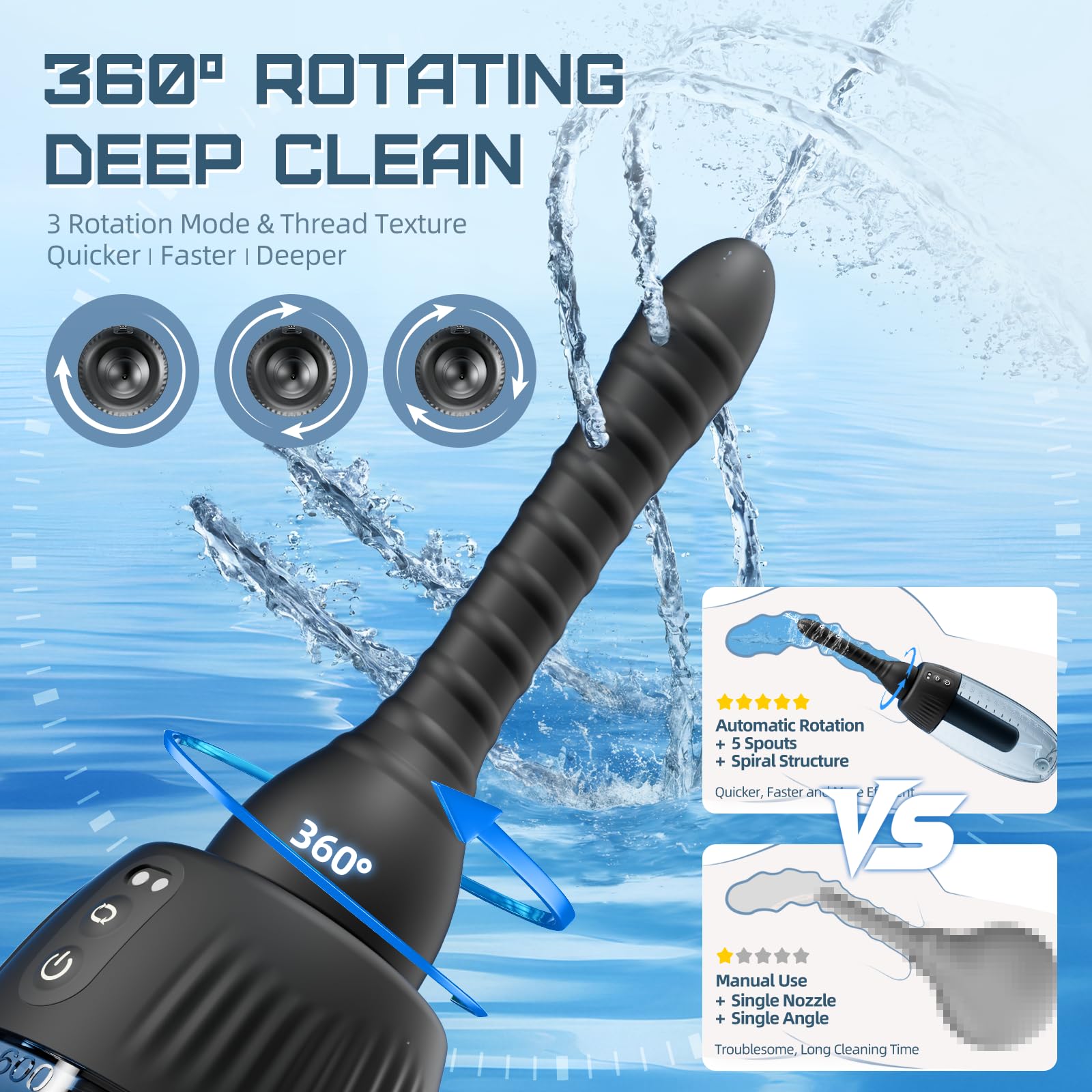 Zatsaog Anal Douche top spouts arrangement designed for 360-degree spray reach