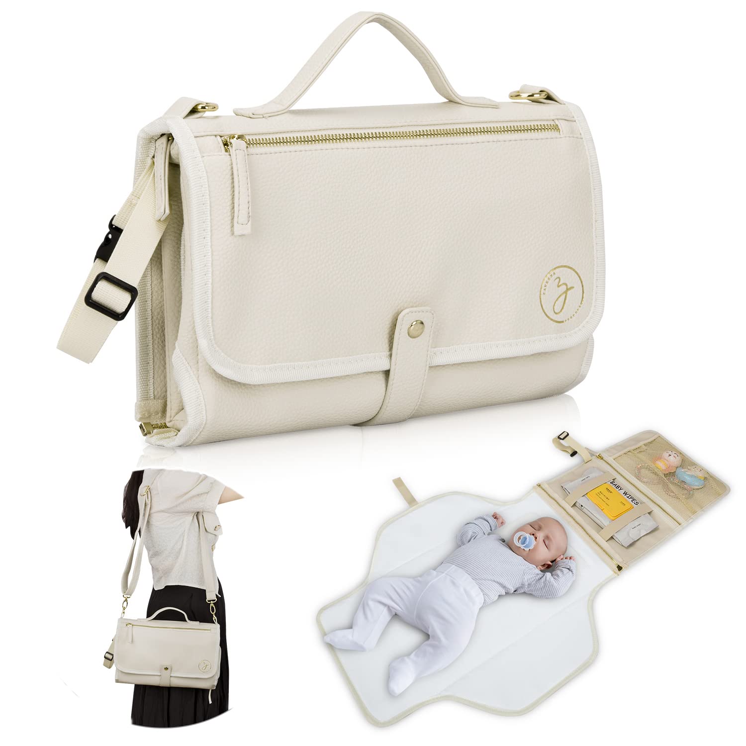 Zaveena memory-foam pillow offers gentle head support during changes.