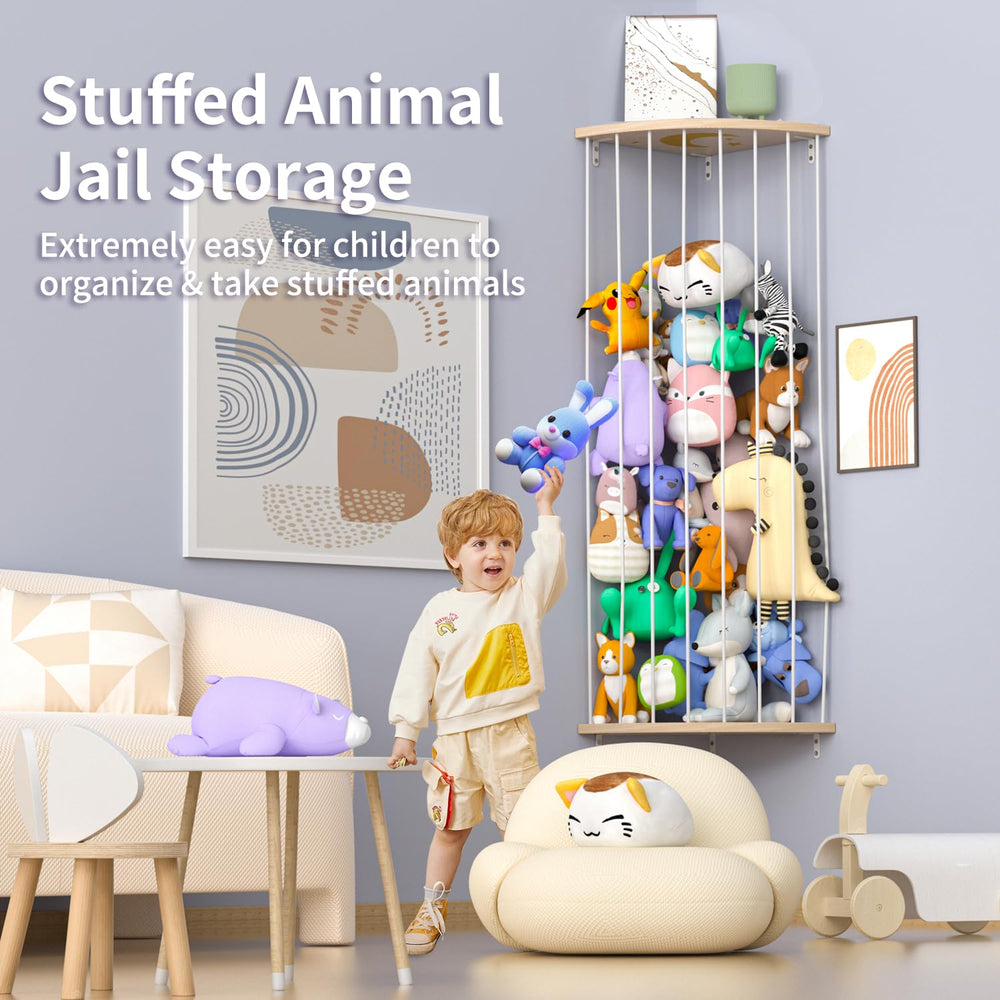 Zayysoha elastic rope expands to hold many plush toys securely.