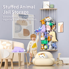 Zayysoha elastic rope expands to hold many plush toys securely.