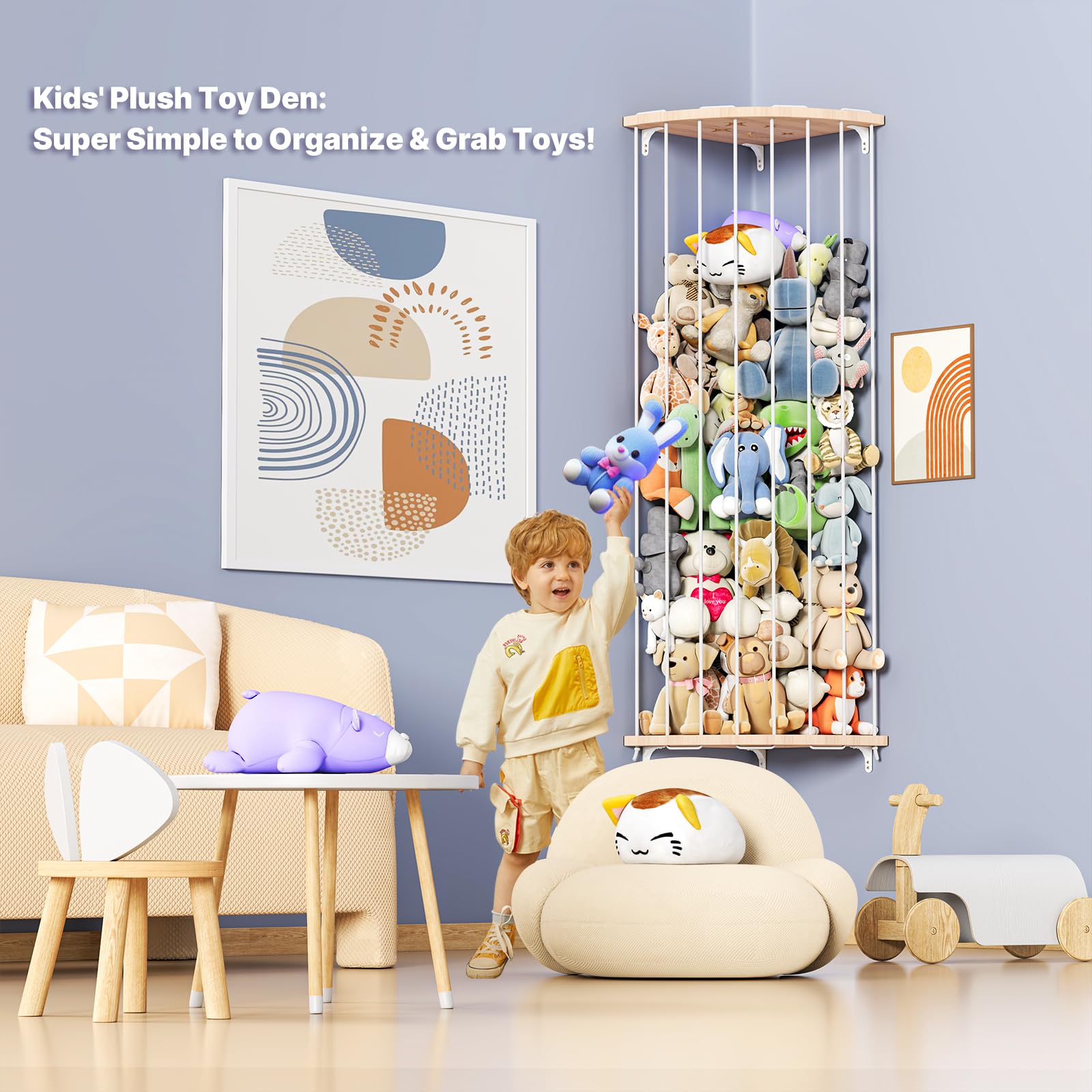 Zayysoha elastic rope expands to hold many stuffed animals.