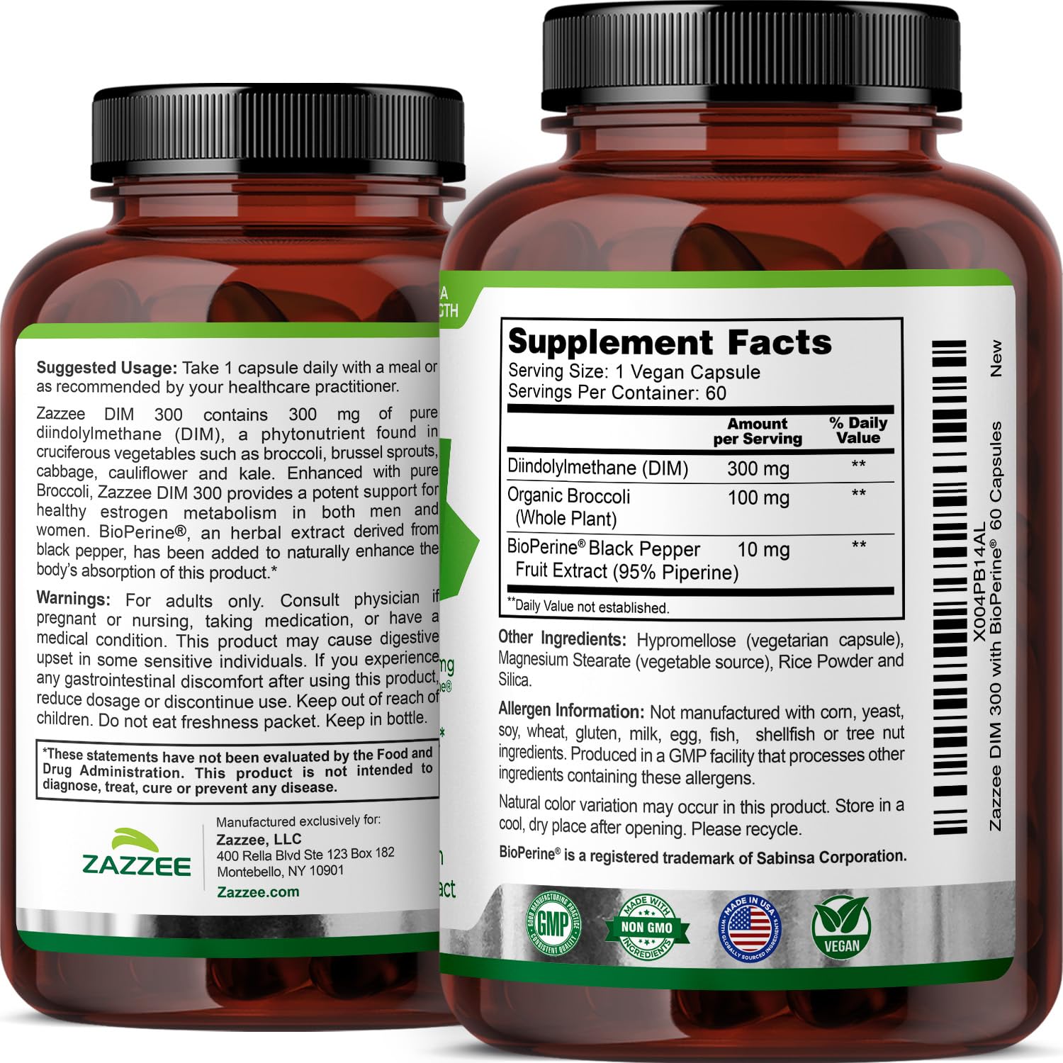 Glass of water next to Zazzee DIM 300mg capsule for easy daily use.