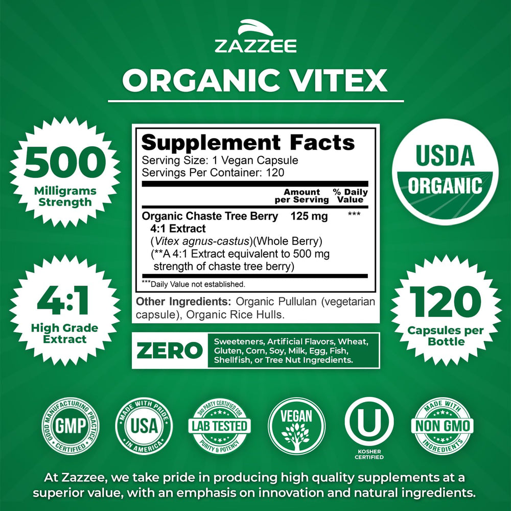 Zazzee label detail showing USDA Organic claim.