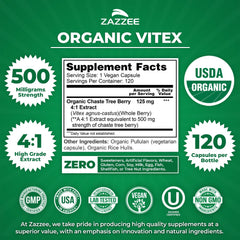 Zazzee label detail showing USDA Organic claim.