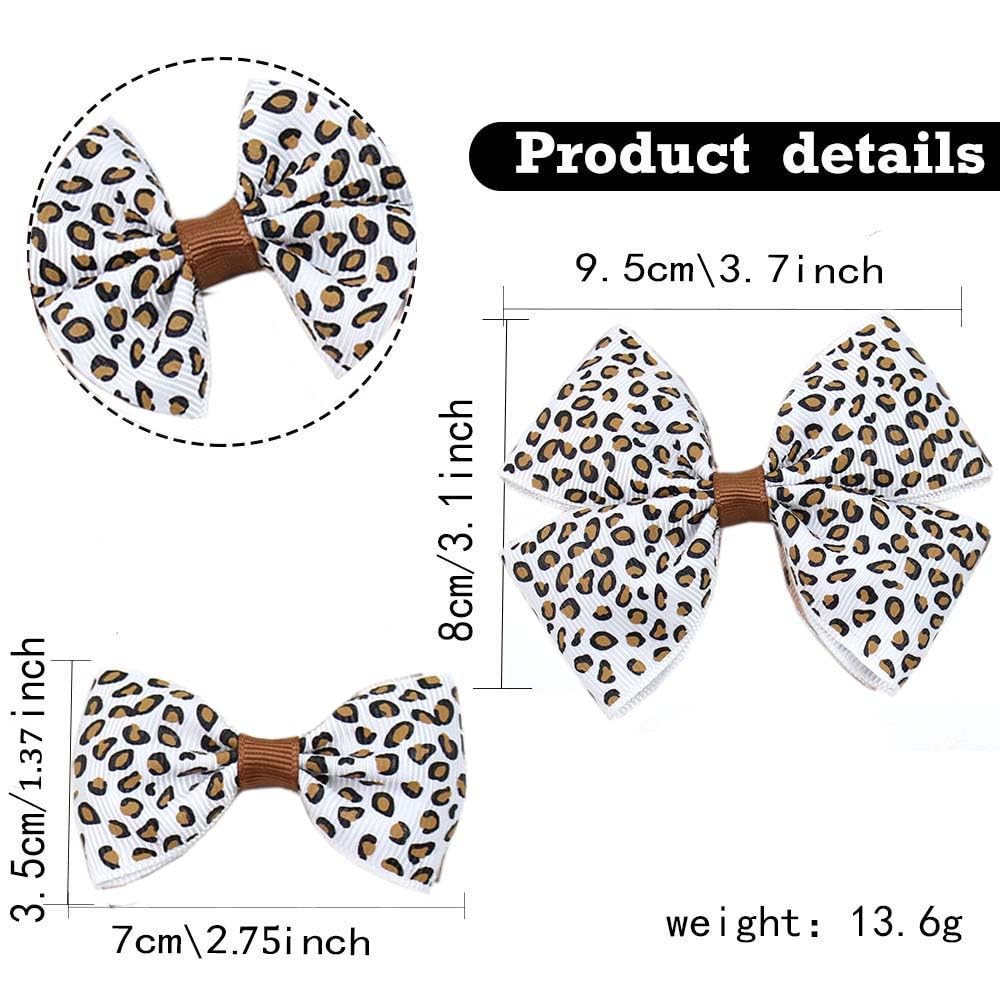 ZCYYYS leopard bowknot closeup shows durable grosgrain texture for daily wear.