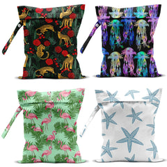 Zcyxuuw wet bag four-pack with handle for easy grabbing and hanging during travel.