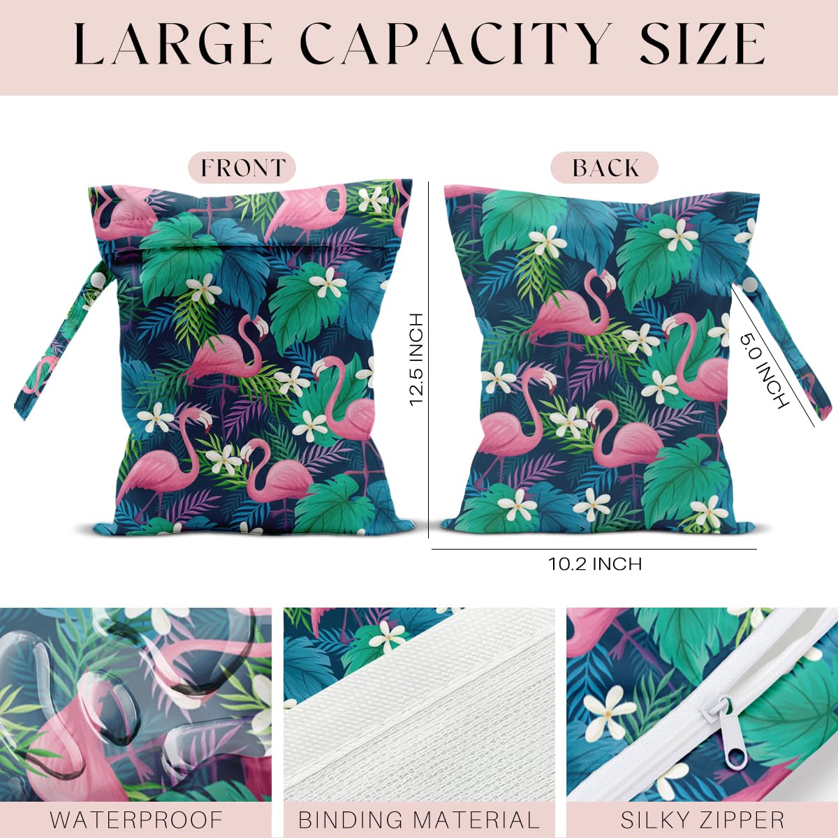 zcyxuuw wet bag Palm Leaf pattern for travel storage