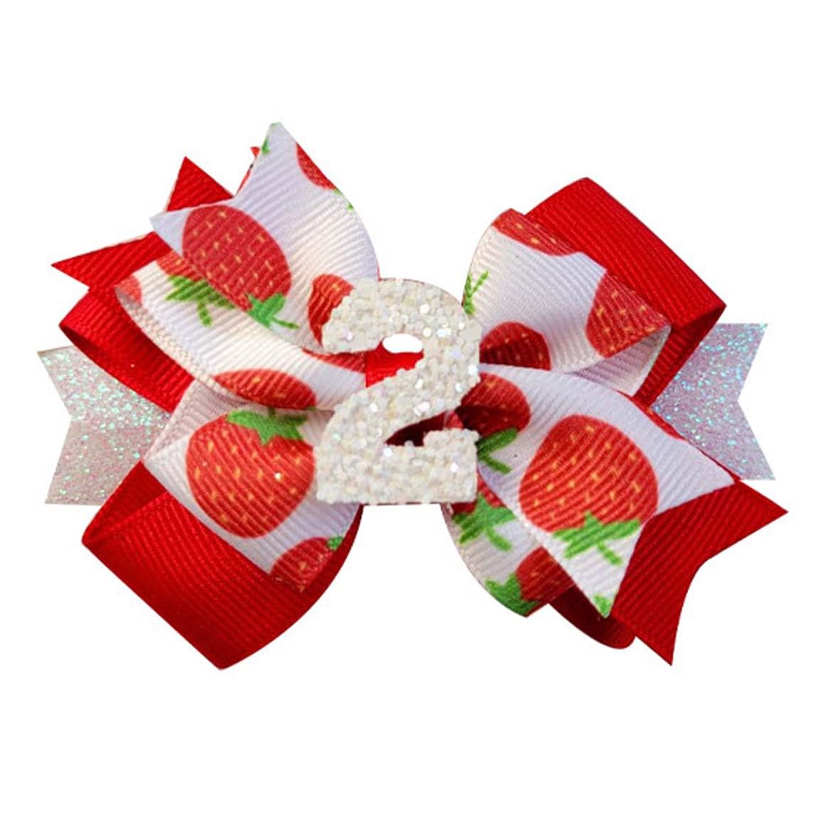 ZCYYYS Birthday Hair Bow Clip strawberry red, perfect for little girls' party outfits.