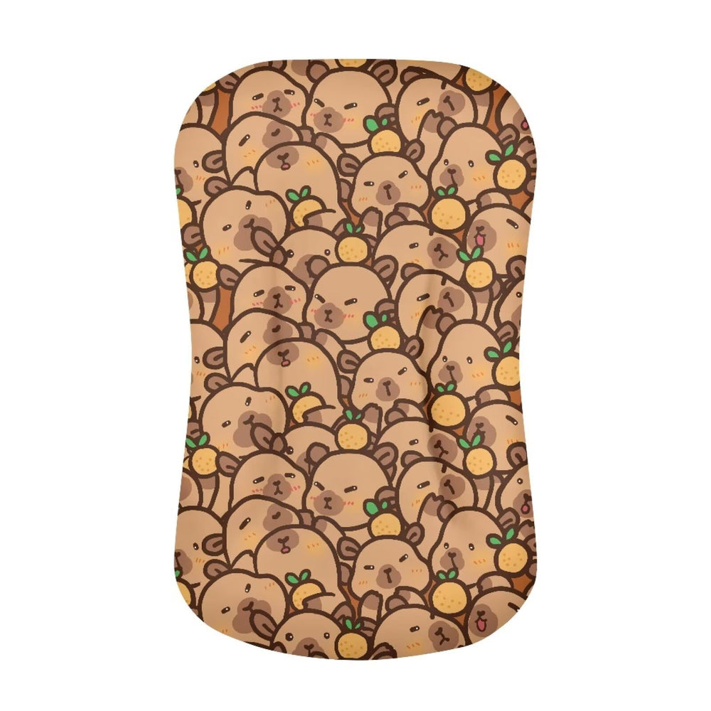 ZDCUSTOM bassinet sheets with capybara puzzle pattern offering cozy comfort and visual stimulation.