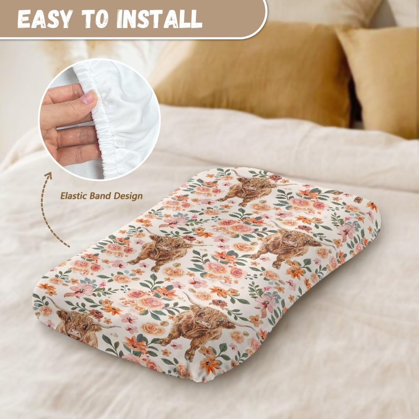 ZDCUSTOM Cow pattern bassinet sheet keeps crib clean and snug.