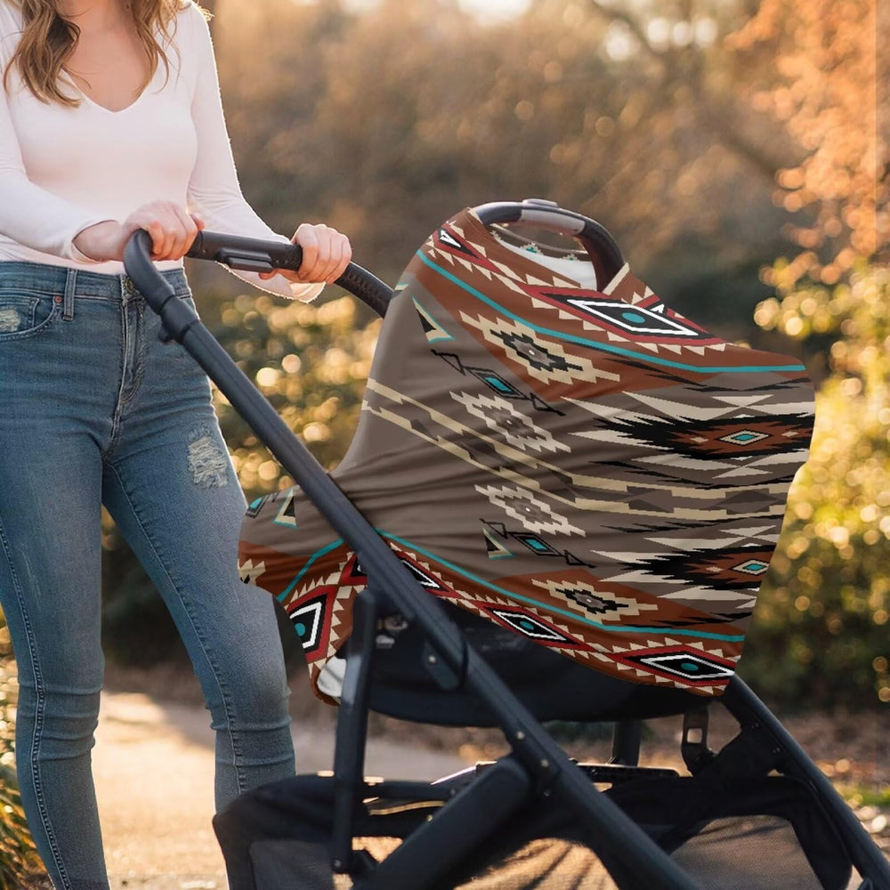 ZDCUSTOM geometry aztec car seat canopy shields baby during outings.