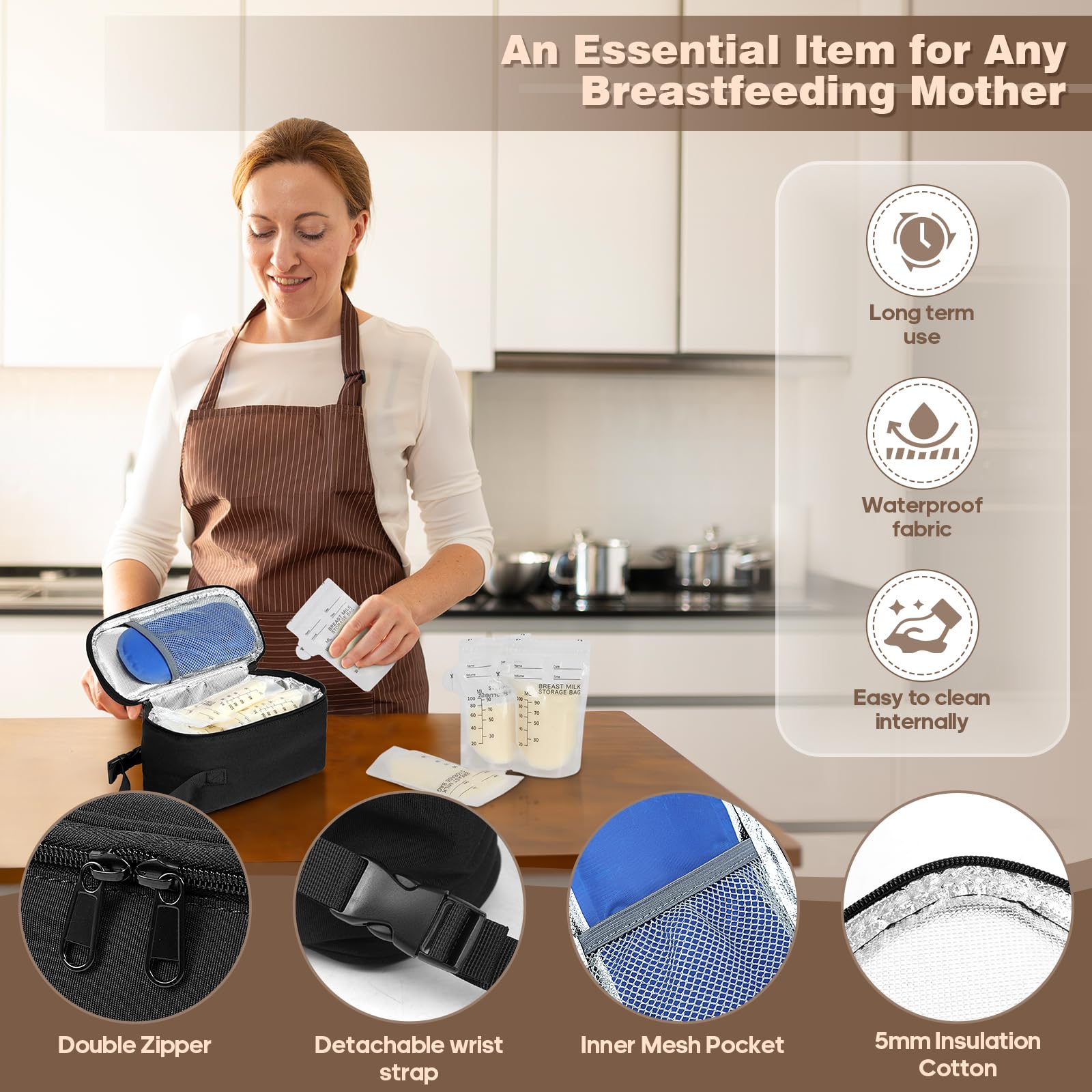 ZDJYCH bag with detachable wrist strap for hands-free carry.