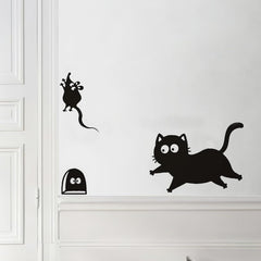 Zeeko Black Cat Catch Mouse wall decal, 17.3 by 10.6 inches, adds a playful focal point
