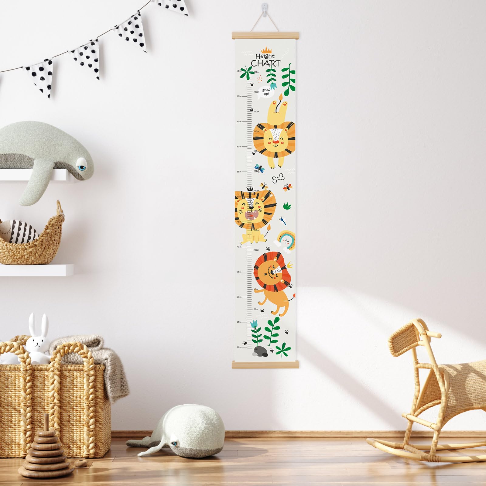 Zeeko Lion height measuring ruler showing inches and centimeters for easy reading.