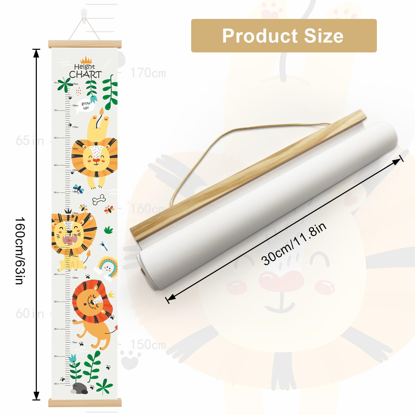 Zeeko Lion wall chart with rope hanger for simple relocation between rooms.