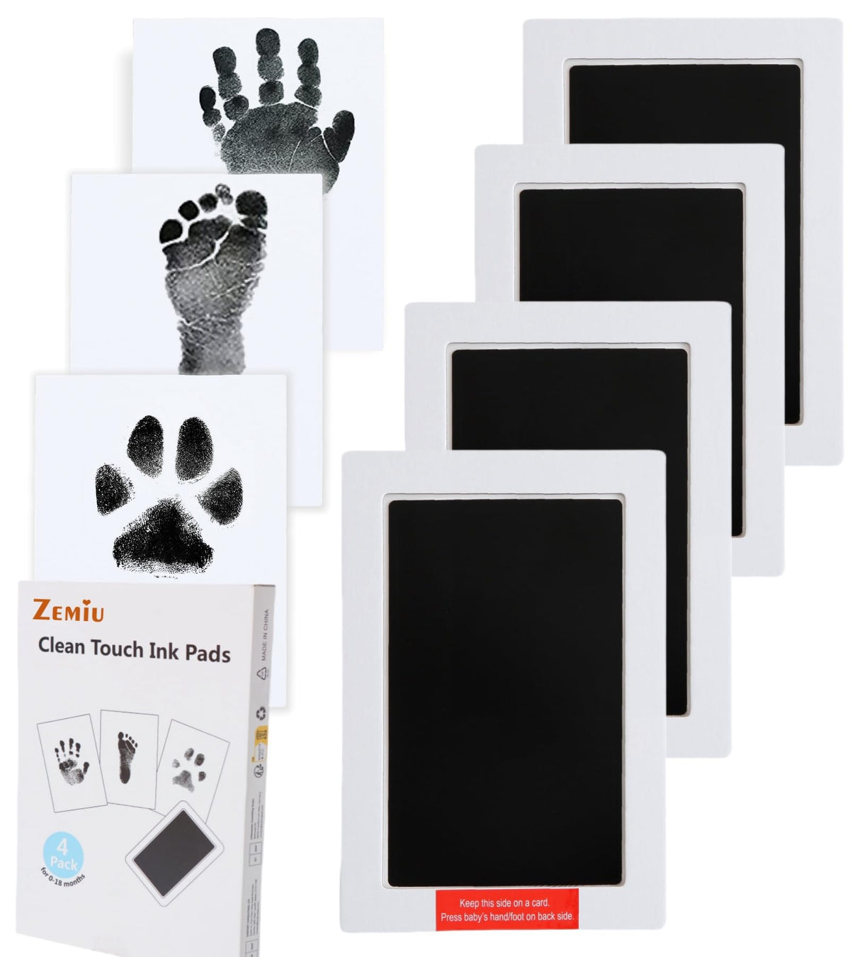 Zemiu baby handprint clean-touch inkpad capturing tiny hands safely for keepsakes.
