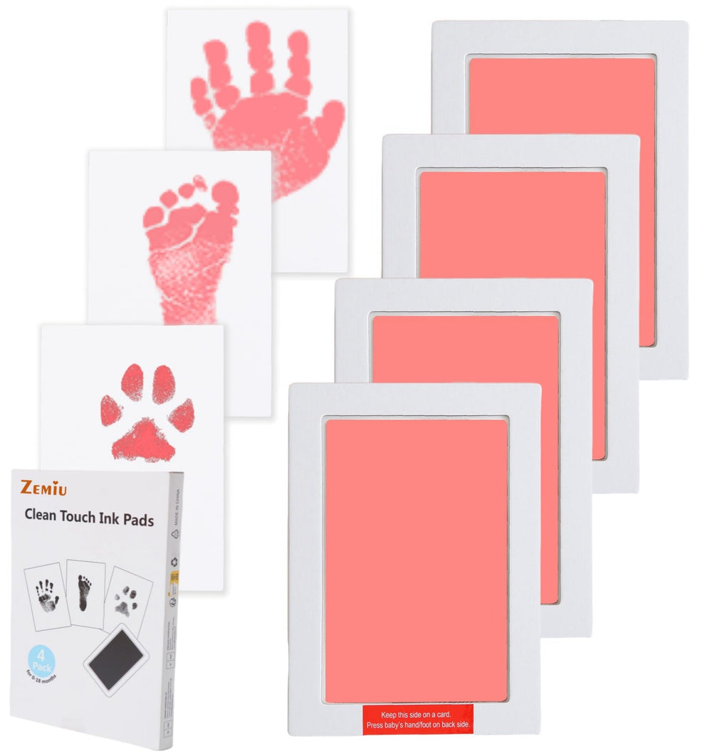 Zemiu clean-touch pink inkpad for mess-free baby handprints
