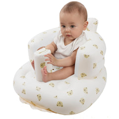 Zenflux inflatable baby seat with bear design for cozy sit-up sessions.