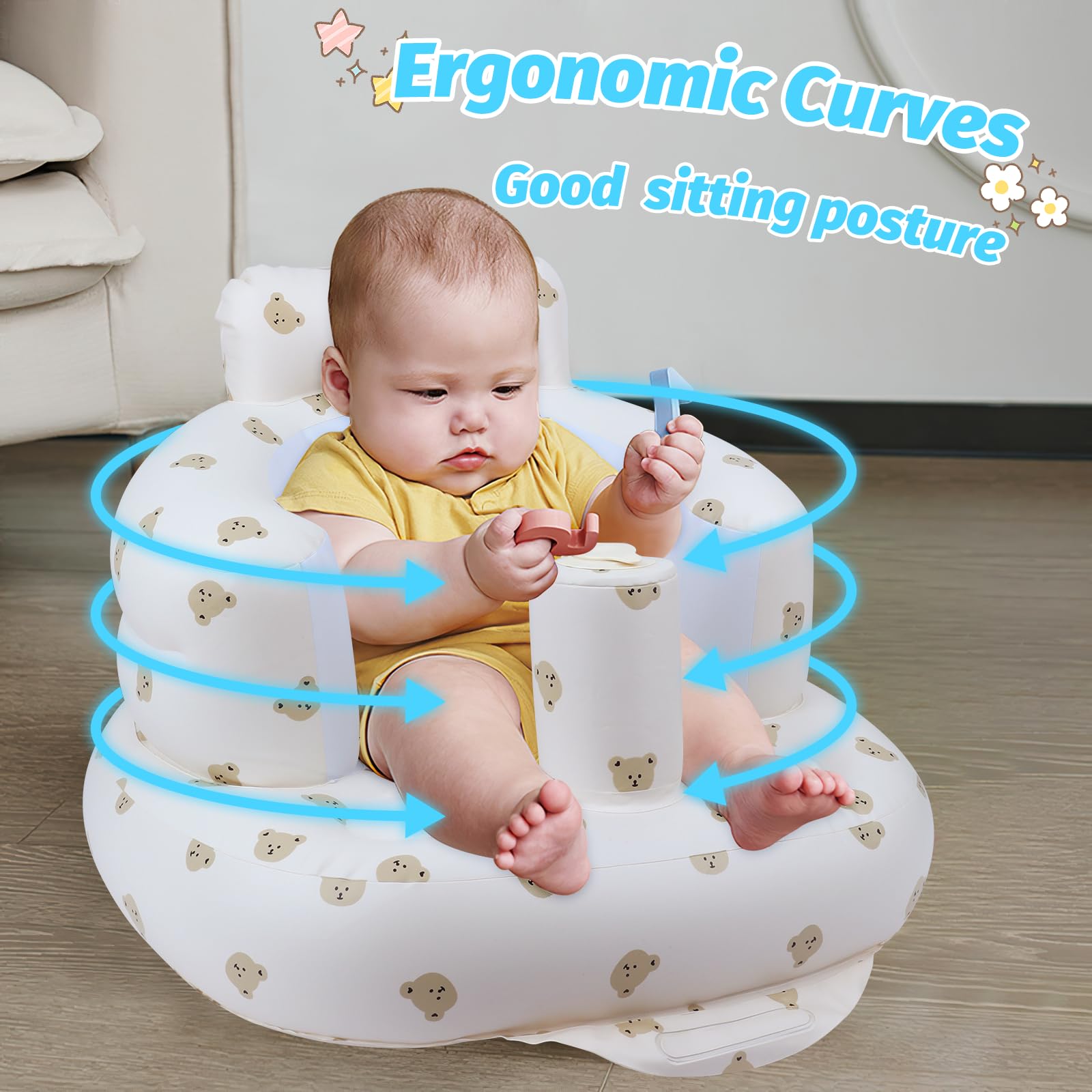 Zenflux inflatable baby seat double-protection back airbags enhance security.