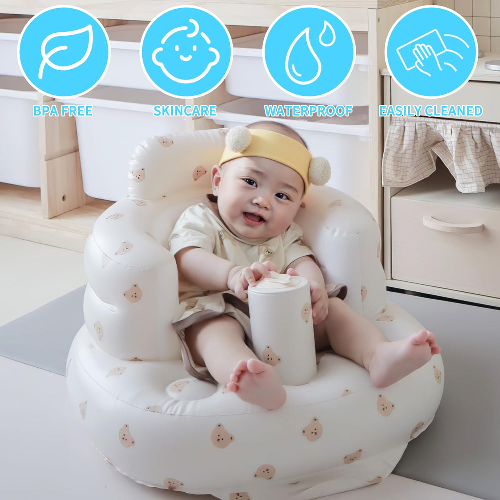 Zenflux inflatable baby seat is a versatile, multi-use solution for feeding and play.