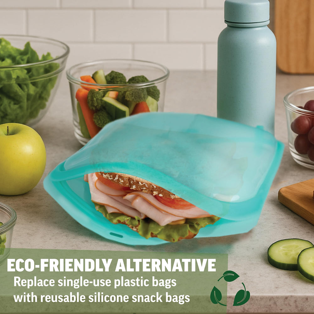 Zenlogy sandwich bags medium store two lunches securely.