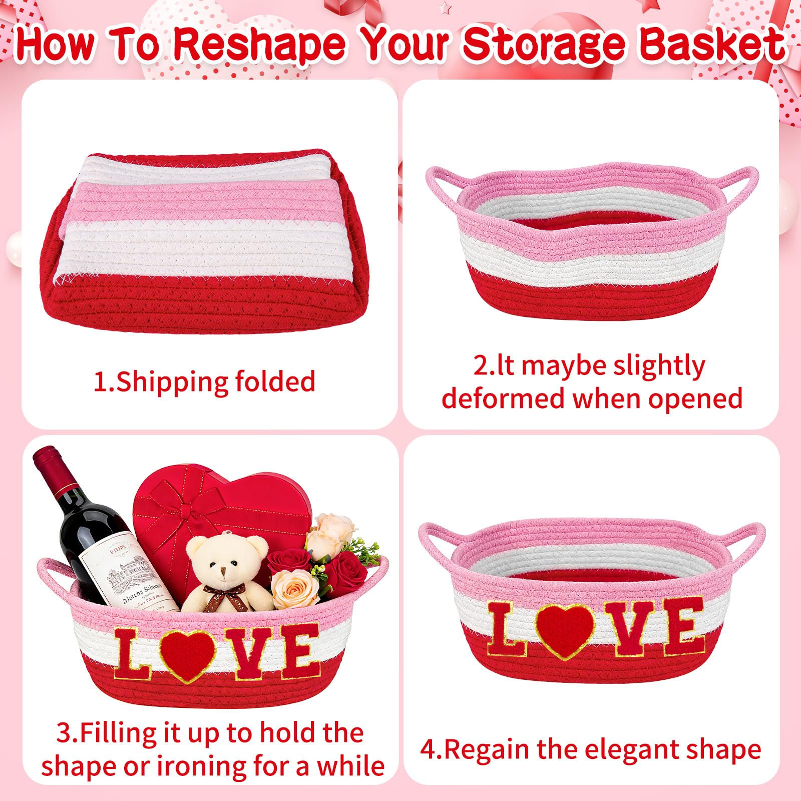 Zenoble Valentines basket with transparent packaging to showcase gifts neatly