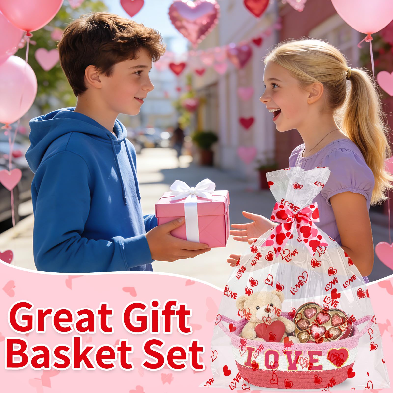 Zenoble Valentines basket made with durable cotton rope for long-lasting use