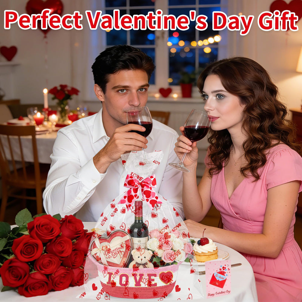 Zenoble Valentines basket featuring a ribbon bow for a premium finish