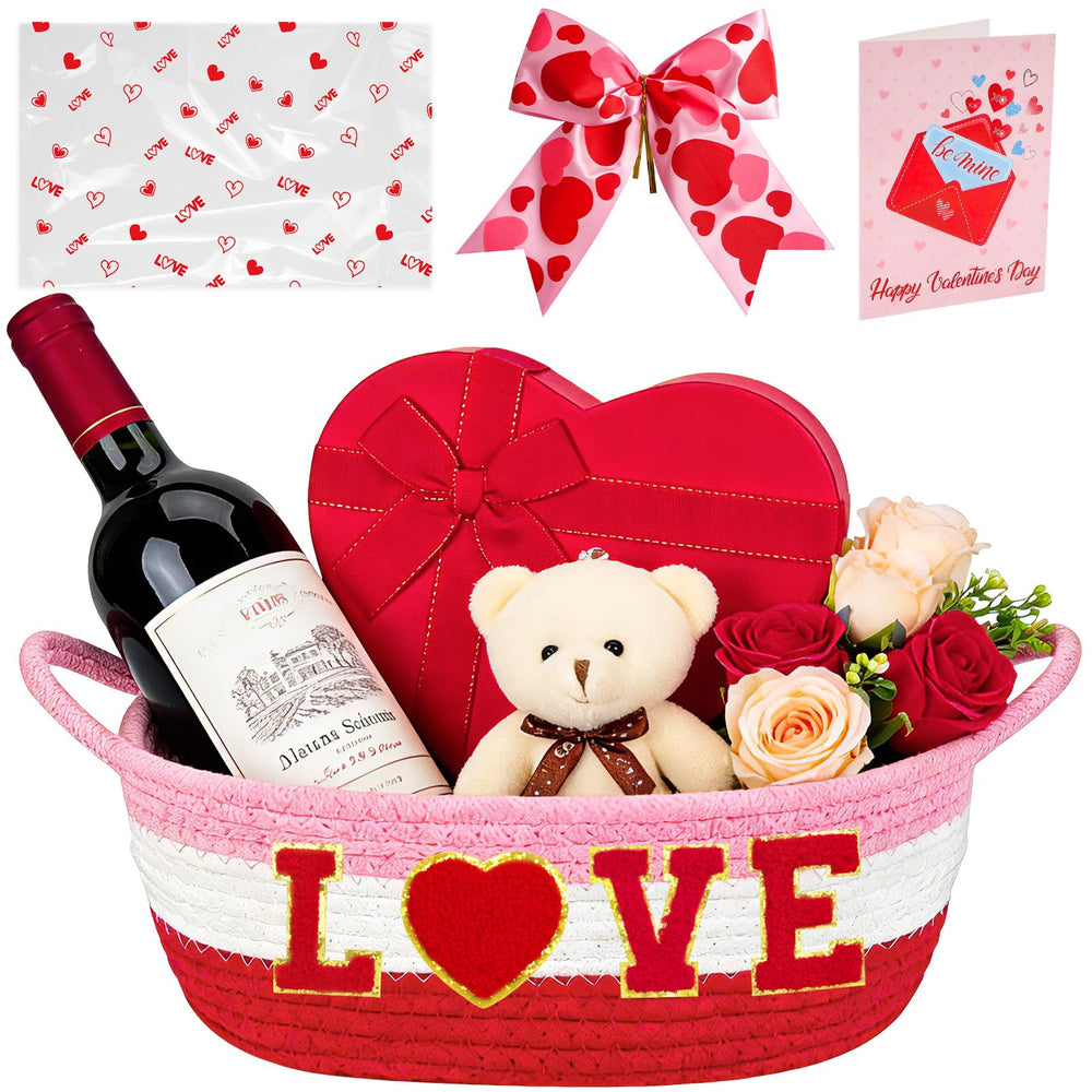 Zenoble Valentines basket with a soft pink-to-red gradient, ideal for romantic gifting