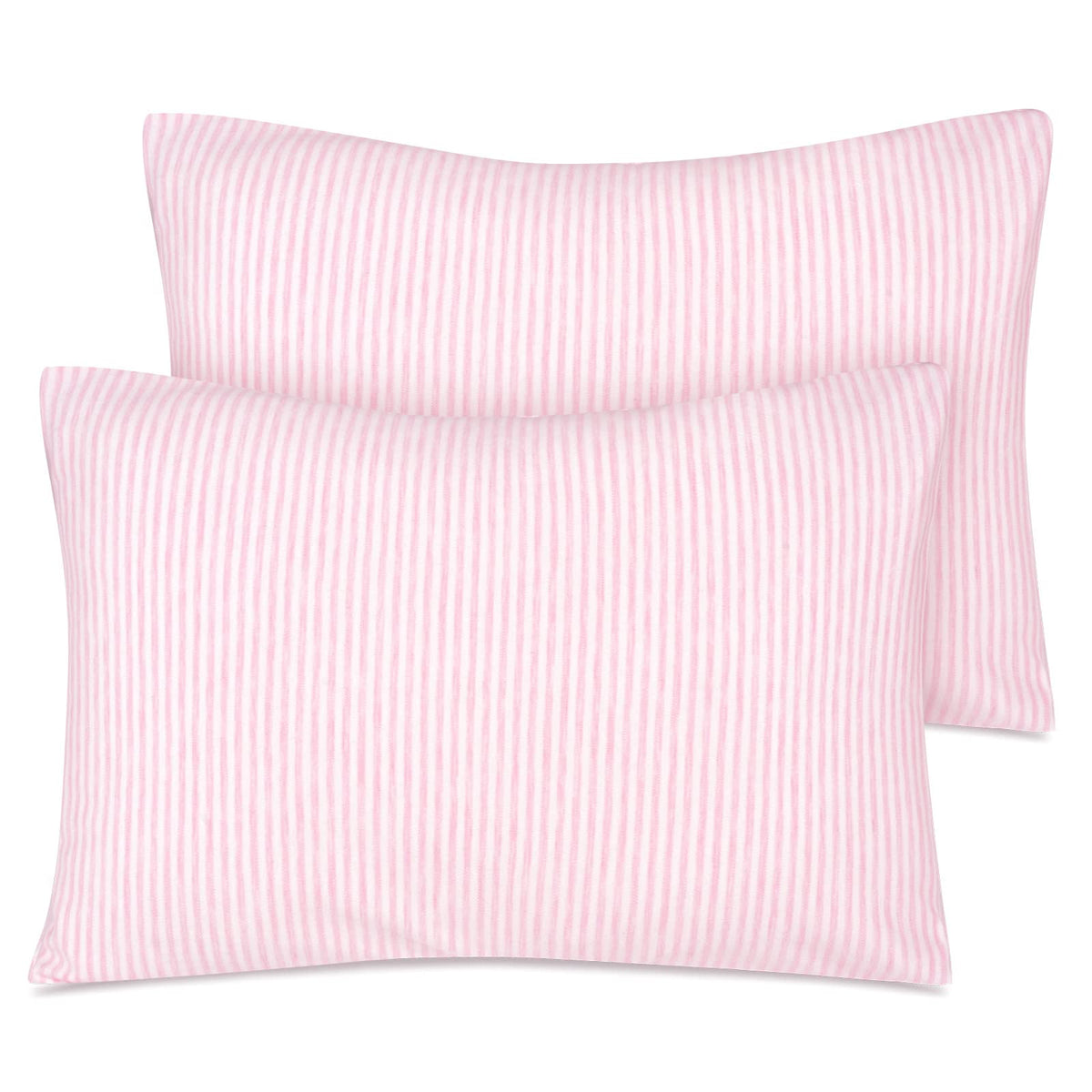Zenssia organic cotton toddler pillowcase in pink stripe, gentle and breathable.