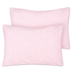 Zenssia organic cotton toddler pillowcase in pink stripe, gentle and breathable.
