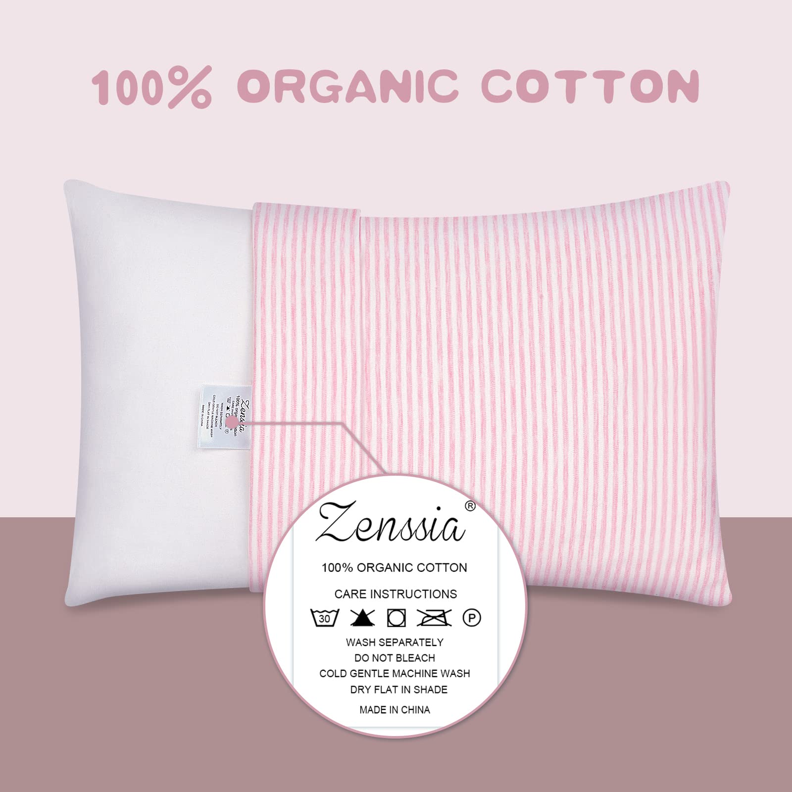 Zenssia pink stripe 2-pack pillowcases offer easy swaps for busy families.
