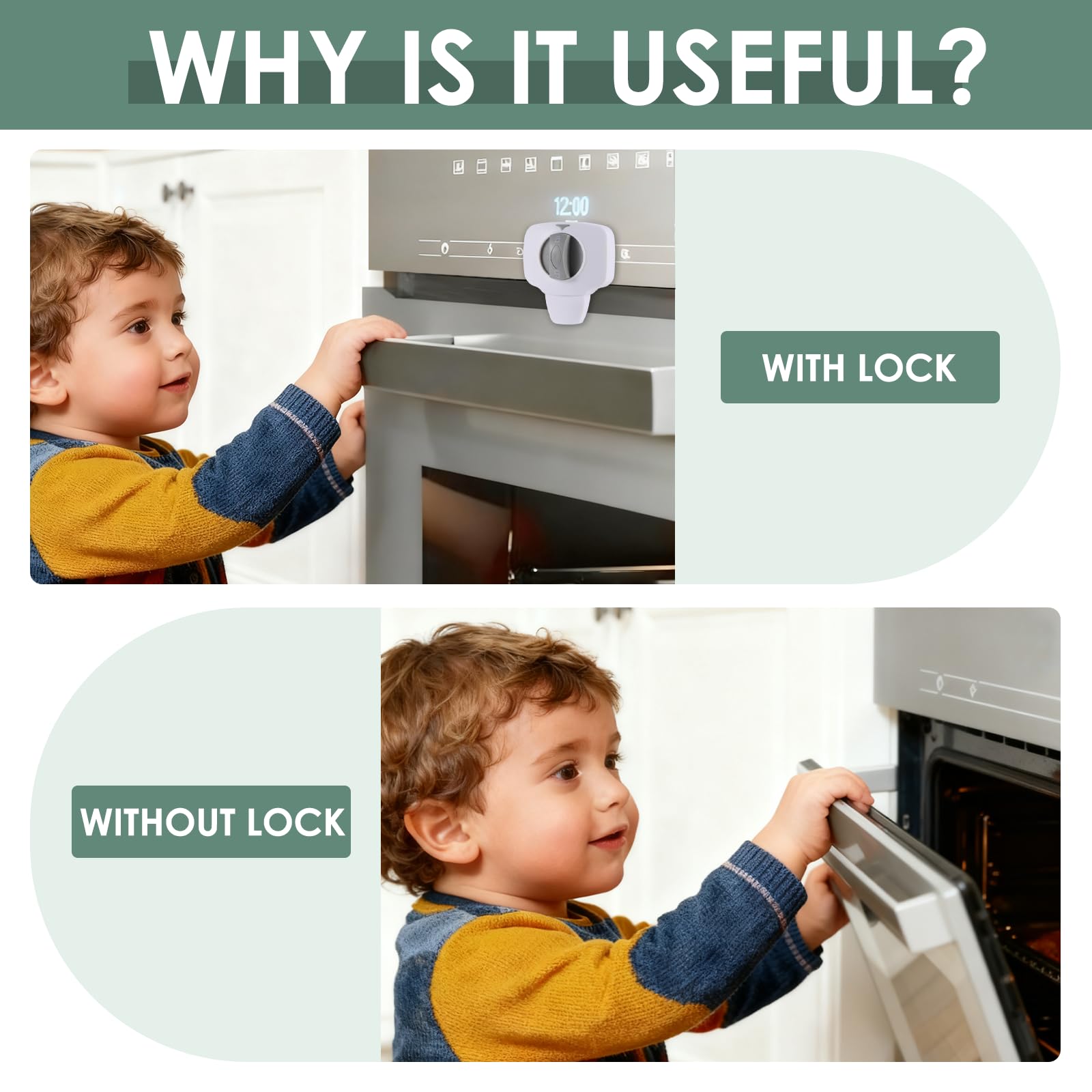 ZENTIVOR oven lock features 180-degree rotation to stay out of the cooking space