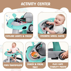 Zenvory 6-in-1 Foldable Baby Walker bounce-pedal showcases safe jumping and gentle rocker motions.