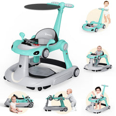 Zenvory 6-in-1 Foldable Baby Walker front view shows stable base for confident early steps.