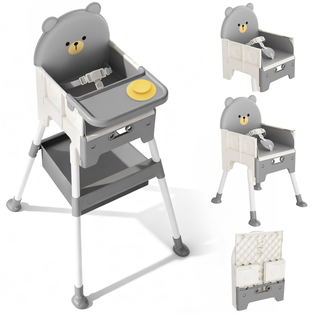 Zenvory baby high chair with bear-design backrest invites joyful meals.