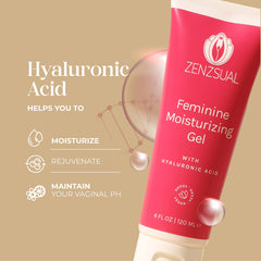ZENZSUAL hyaluronic acid gel close-up highlights clear, non-sticky hydration.