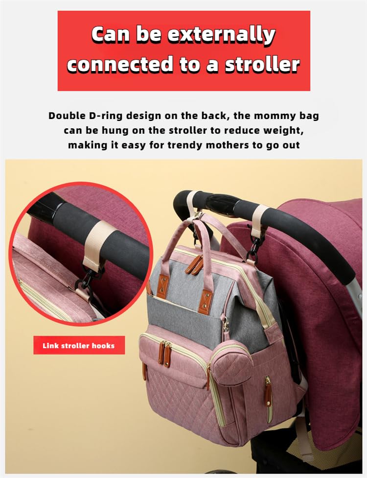 Zepingminn diaper bag features hidden back pocket for secure storage.