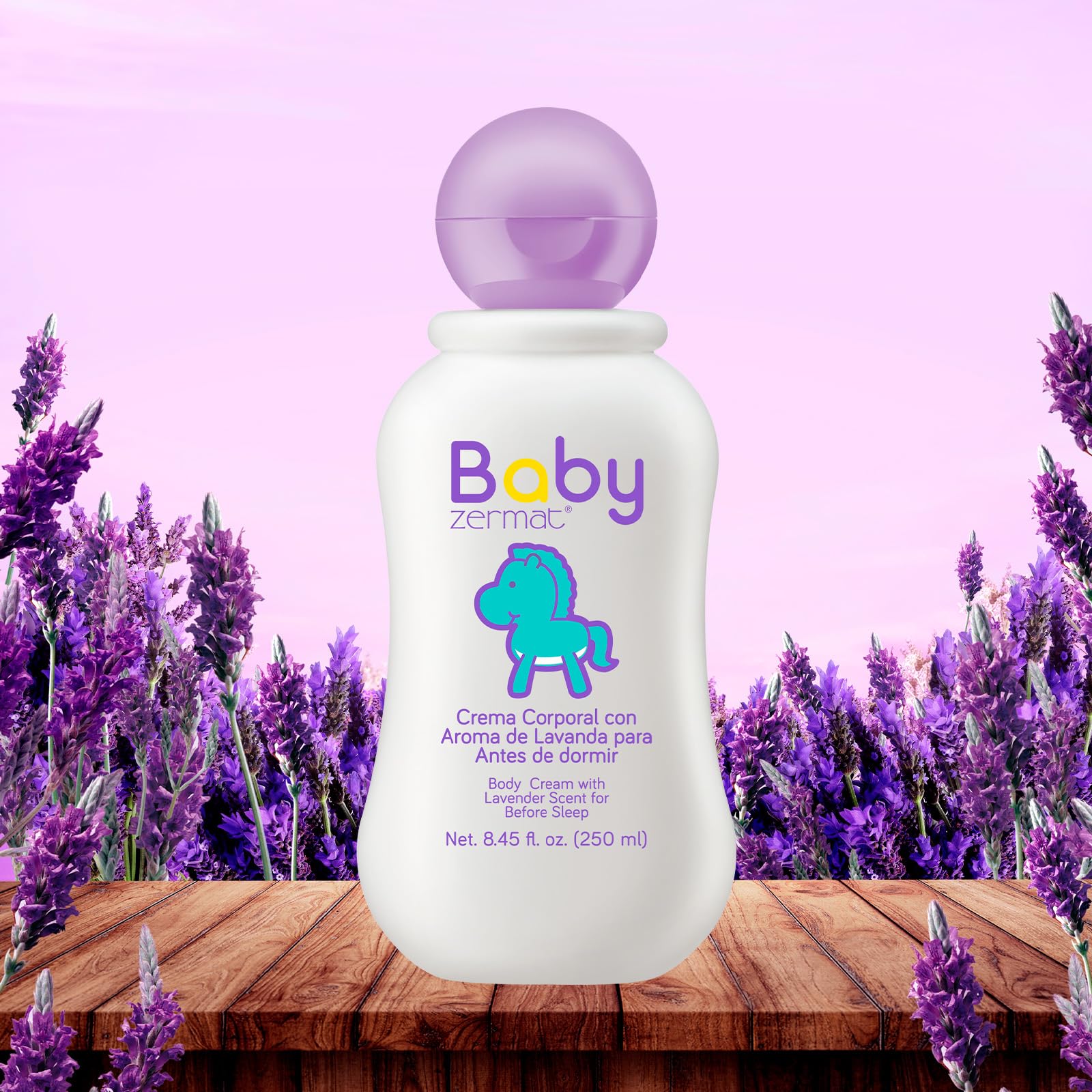Zermat Baby Lotion Lavender label shows ingredients and usage tips.