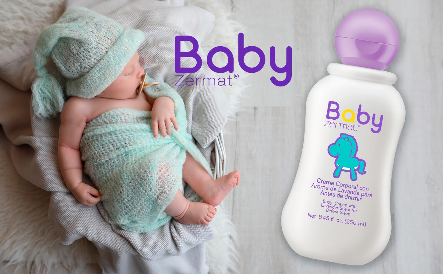 Zermat Baby Lotion Lavender pump enables easy application.