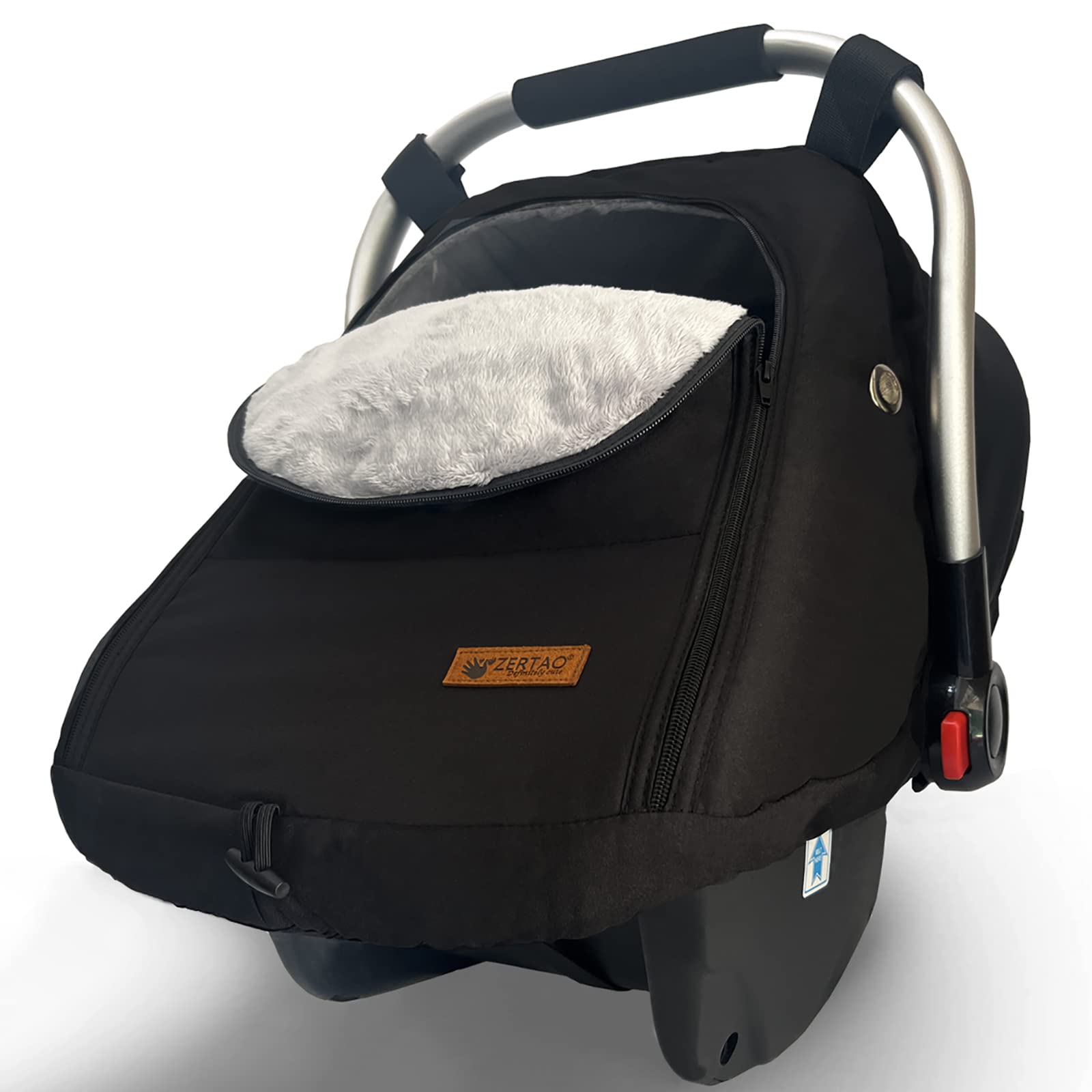 ZERTAO baby car seat cover winter front view with warm fleece lining
